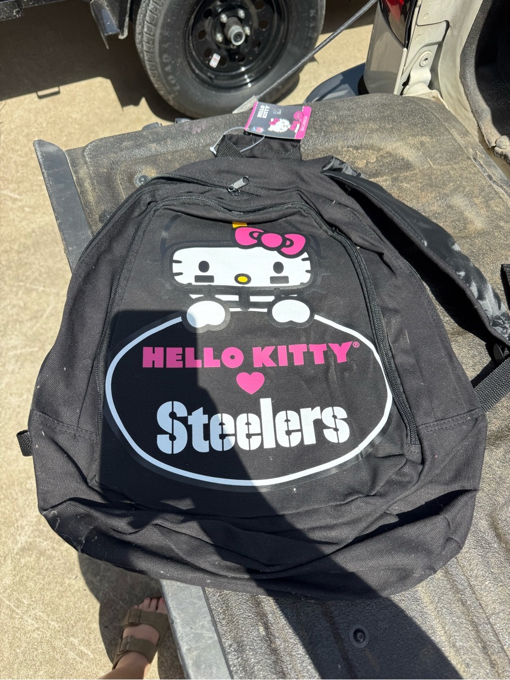 Hello Kitty Black Backpack with Pink and White Steelers Logo